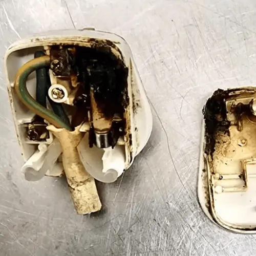Plug that has been on fire