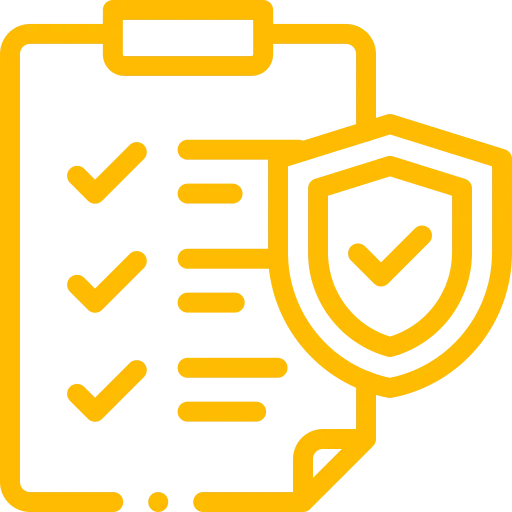 Icon of a Clipboard with a shield and a tick