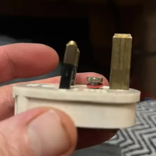 A plug with bent pins on it