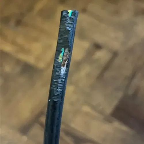Cable that has been eaten by rodents
